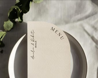 Ivory Half Arch Wedding Menu: Minimalist Geometric Design