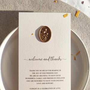 Tarjeta de bienvenida de boda Tarjeta de agradecimiento con sello de cera, MARFIL, gracias, tarjeta de bienvenida, gracias, elegante tarjeta de agradecimiento elegante tarjeta de bienvenida