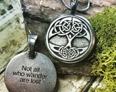 Tree of Life Necklace - Celtic Tree of Life Pendant quot Not all who wander are lost quot - Celtic Knot Tree of Life Pendant, Viking
