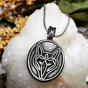 Celtic Knot Wolf Necklace with Fine Pewter Pendant