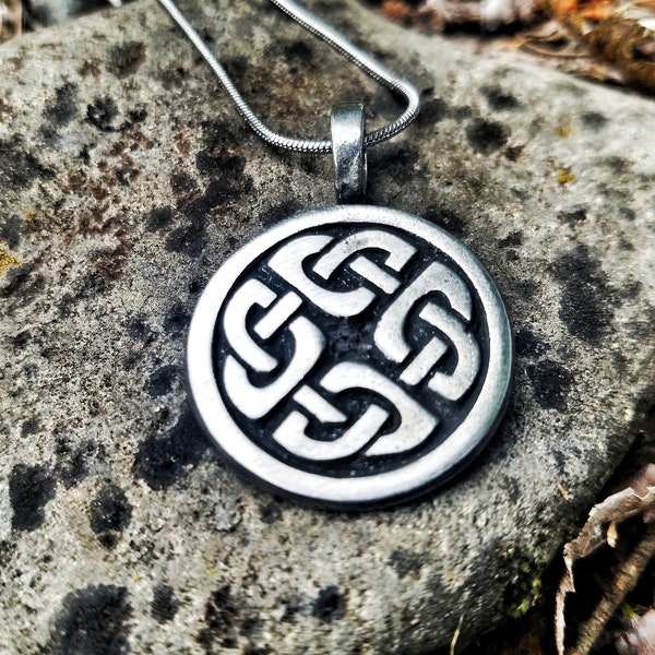 Celtic Knot Necklace - Shield Knot Pendant, Four Corners Knot, Viking, Celtic, Irish