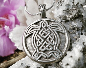 Celtic Turtle Necklace -  "Life is a journey. Journey well!" - Celtic Knot Turtle Pendant, Celtic Turtle Pendant,  Viking Necklace