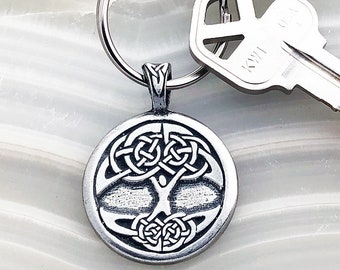 Celtic Tree of Life Keychain - "Not all who wander are lost" - Celtic Knot Tree of Life Key Ring, Viking