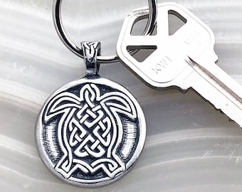 Celtic Turtle Keychain - "Life is a journey. Journey well!" -Turtle Key Ring, Celtic Knot