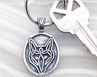 Celtic Wolf Keychain - "Live bold, trust your instincts" - Wolf Key Ring, Viking, Vikings, Celtic Knot, Dire Wolf