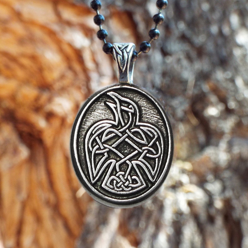 Celtic Knot Raven Necklace With Fine Pewter Pendant Etsy