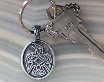 Celtic Raven Keychain - Celtic Knot - Raven Key Ring, Viking, Vikings, Odin, Crow
