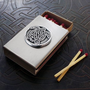 Celtic Knot Turtle Stainless Steel Matchbox Cover - Refillable
