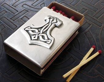 Thor's Hammer Match Box in Stainless Steel - Treasure Box - BPAL Imp holder - Stash Box - Mjolnir - Mjöllnir- Viking - Vikings - Norse