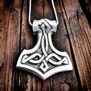 Mjolnir Pendant - Thor&#39;s hammer Viking Necklace in  Fine Pewter