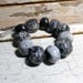 Small Rustic Black and Gray Floral, Antiqued Clay Artisan Jewelry Bead Set