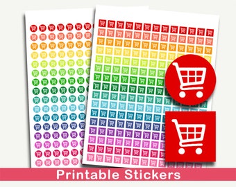 Grocery Cart Planner Stickers, Shopping Cart Planner Stickers, Shopping Planner Stickers, Grocery Planner Stickers