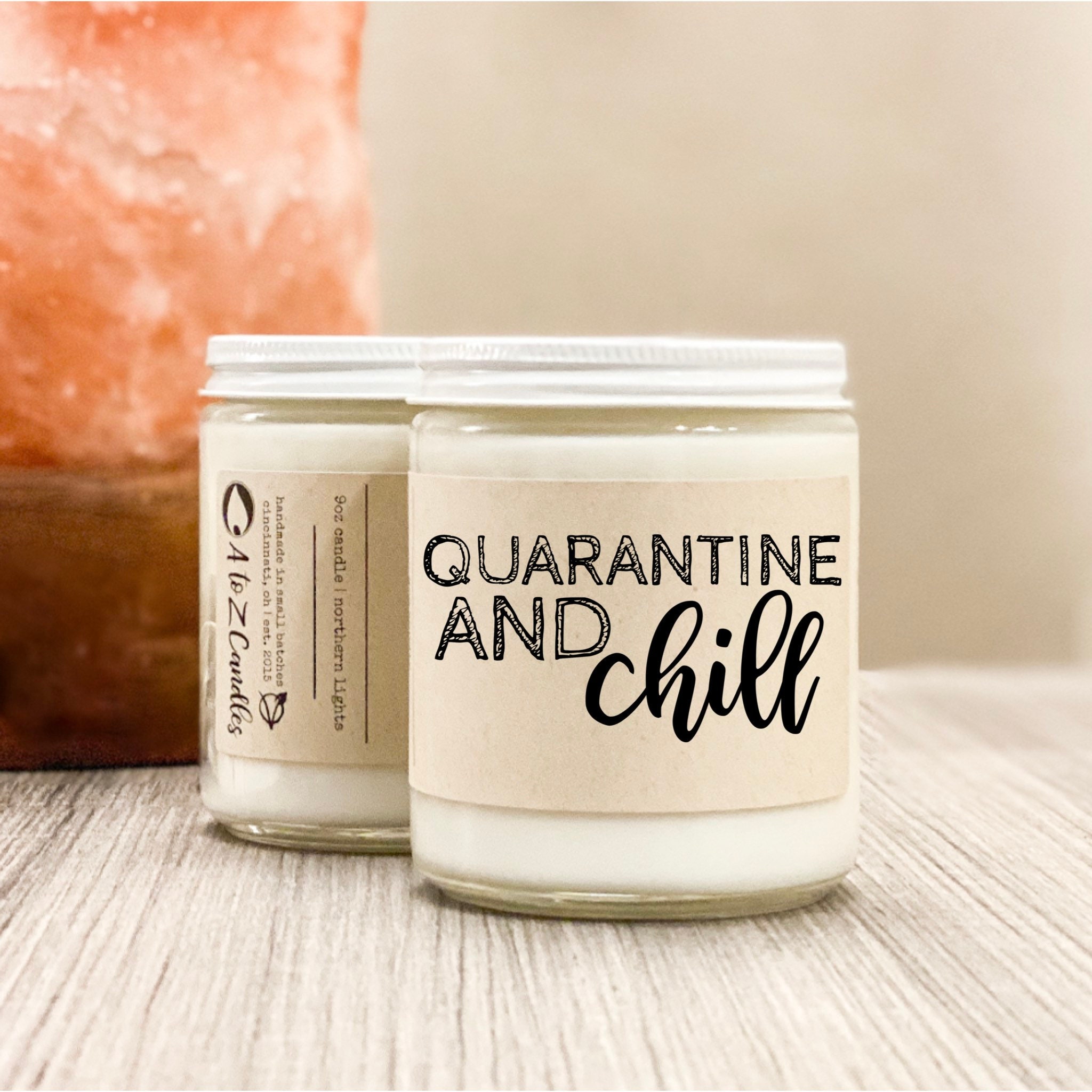 Quarantine and chill candle scented soy candle gift for best Etsy