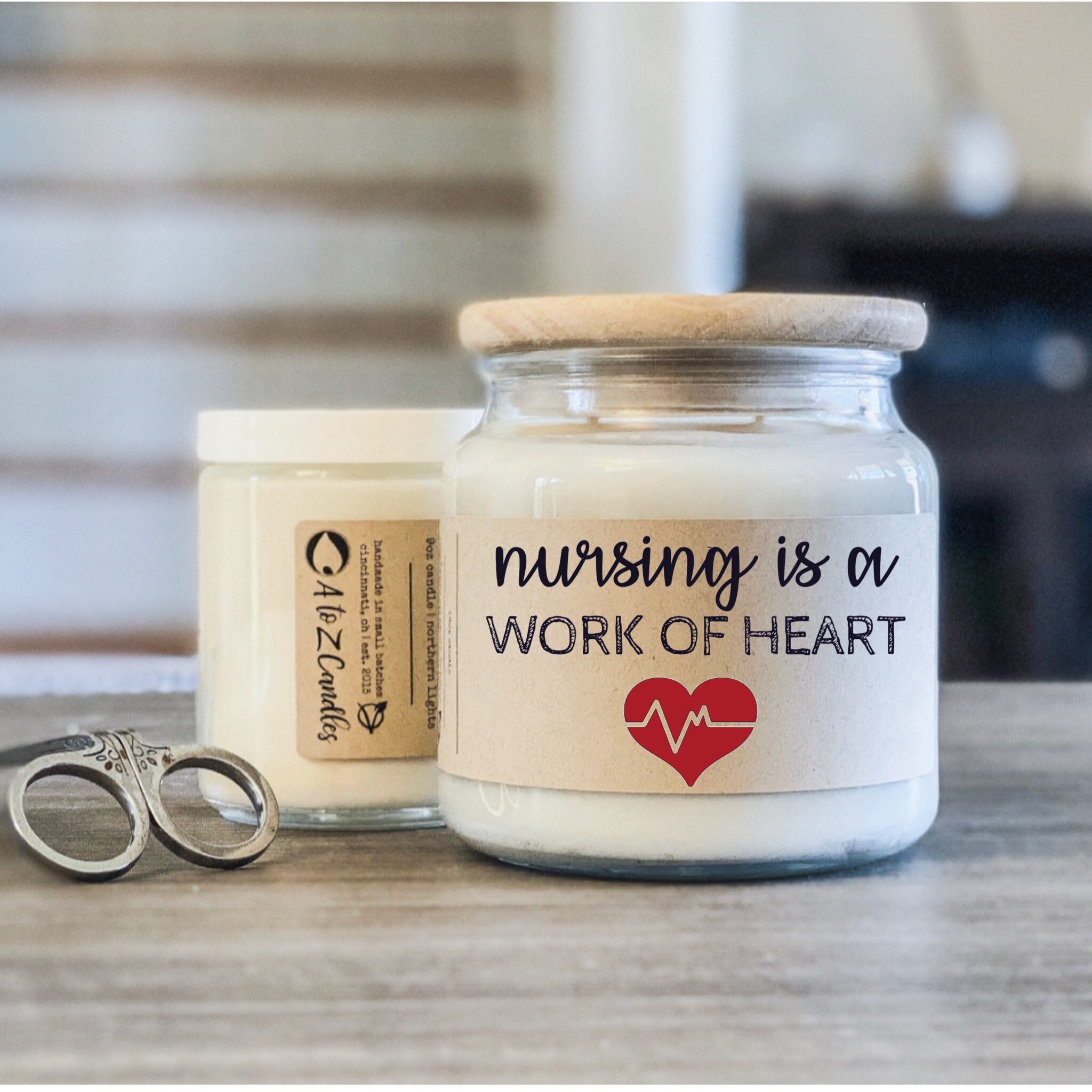 Nurse gift nurse candle Nursing is a work of heart A to Z Etsy