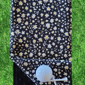 Golf Towel - Absorbent & Fast Drying - Easily Shake Off Sand/Grass/Dirt,  Black Golf Towel, Flower Golf Towel, Ladies Golf Towel, Golf