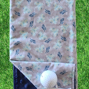 Golf Towel - Absorbent & Fast Drying - Easily Shake Off Sand/Grass/Dirt, Birdie Golf Towel,  Blue Golf Towel, Ladies Golf Towel, Golf