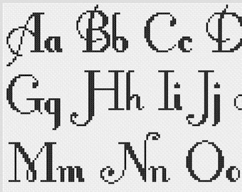 PDF XSTITCH ALPHABET - Fancy af Alphabet Font Cross Stitch Downloadable Digital Pattern