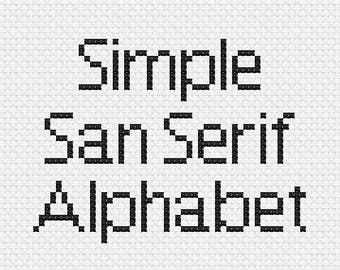 PDF XSTITCH ALPHABET - Simple San Serif Alphabet Font Cross Stitch Downloadable Digital Pattern
