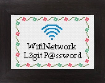 PDF Customizable WiFi Network and Password Stitch Downloadable Digital Pattern