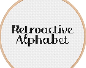 PDF XSTITCH ALPHABET - Retroactive Alphabet Font Cross Stitch Downloadable Digital Pattern