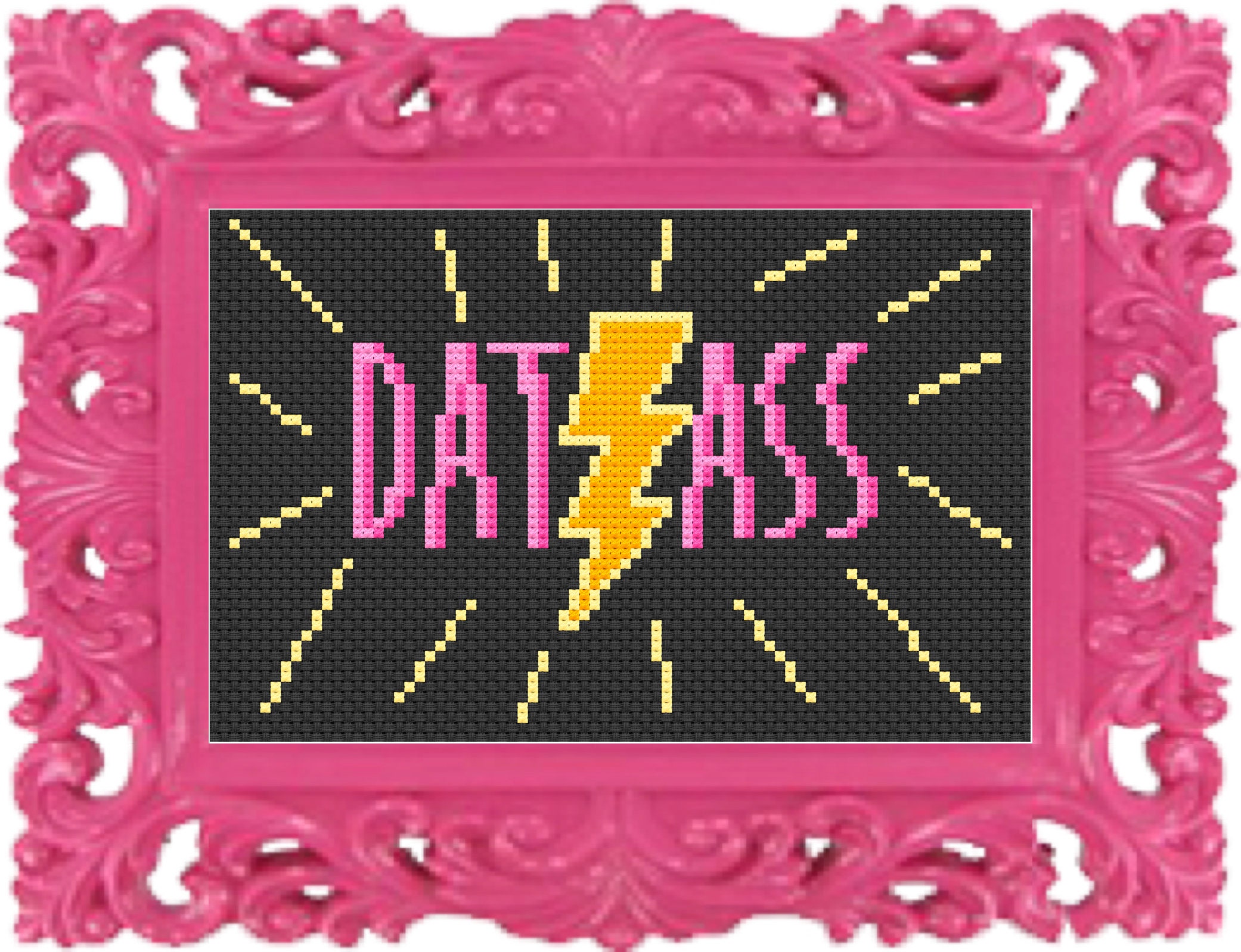 PDF Dat Ass Lighting Bolt Cross Stitch Downloadable Digital Pattern