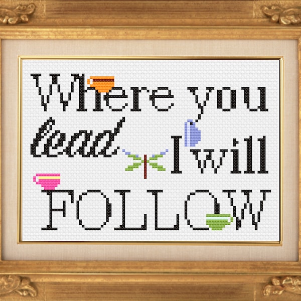 PDF Where You Lead Gilmore Girls Cross Stitch Downloadable Digital Pattern