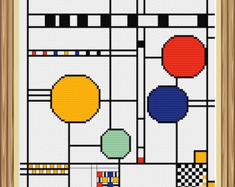 PDF Frank Lloyd Wright Inspired Cross Stitch Downloadable Digital Pattern