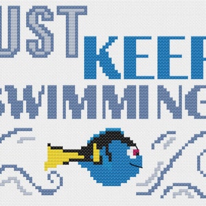 PDF Just Keep Swimming Cross Stitch Downloadable Digital Pattern
