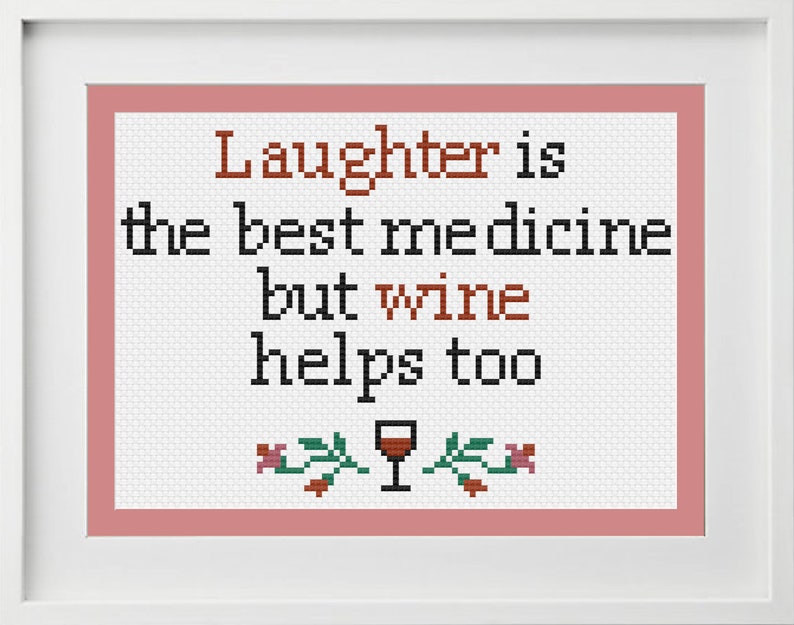 PDF Laughter is the Best Medicine Cross Stitch Downloadable Digital Pattern image 1