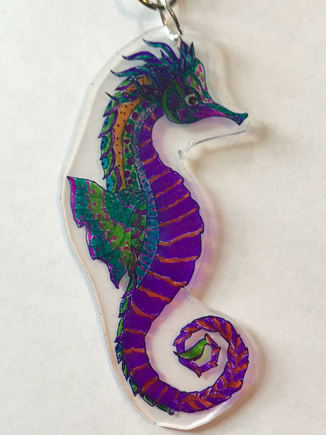 Seahorse Keychain Keyring Zipper Pull Seahorse Back Pack Etsy