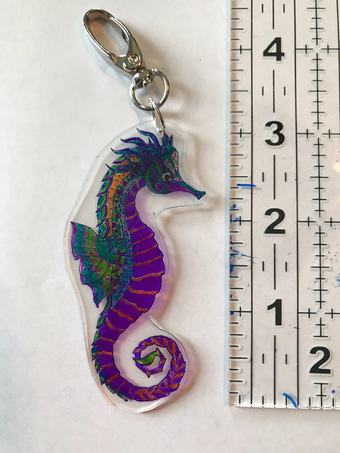 Seahorse Keychain Keyring Zipper Pull Seahorse Back Pack Etsy