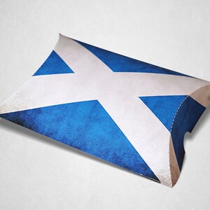 Scottish Flag Pillow style Favor Box design to give as gift for parties and events.