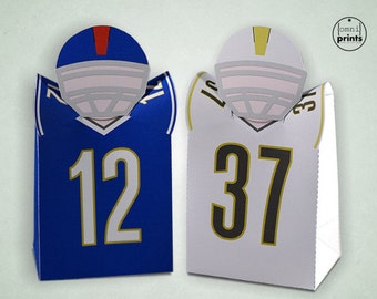 American Football Favor Boxes - custom color and number for 2 boxes - Digital Download