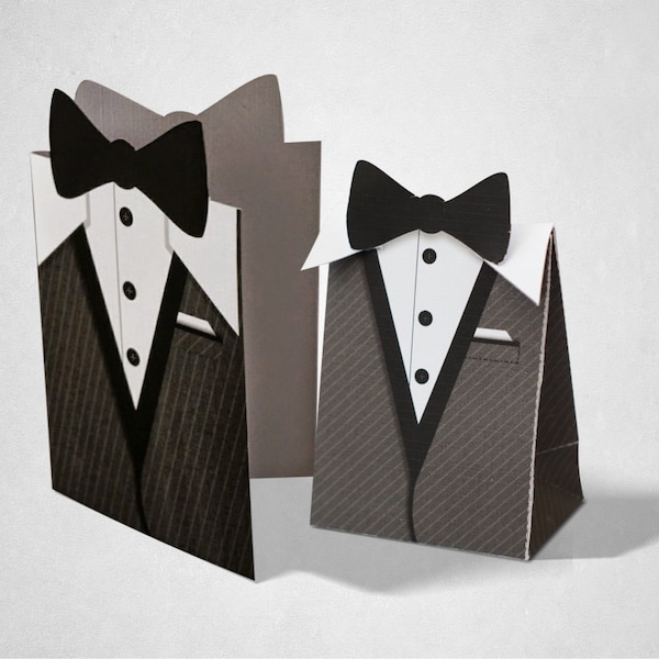 Tuxedo / Casino Theme Gift Box, Greeting / Invitation Card and Envelope - Favour / Favor / Loot Bag