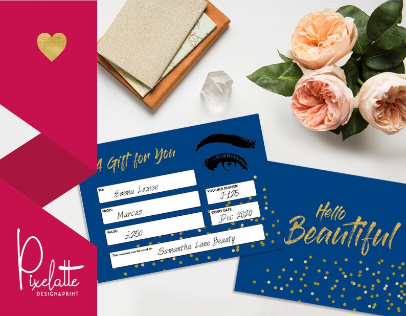 Beauty Gift Voucher Gift Certificate Printable Download | Etsy