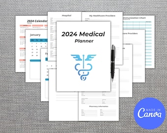 Medical Planner, Blood Pressure Log, Medicine Tracker, Medical Binder Printable, Mental Health Tracker, Editable Medical Tracker PDF.