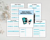 2024 Online Business Planner BUNDLE, Digital Business Planner, Editable Business Tracker Kit, Business Organizer, Social Media Business Plan