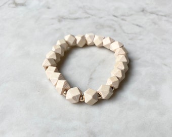 The Moxy |  Geometric Wood Bead Bracelet | with gold accent beads | essential oil diffuser bracelet