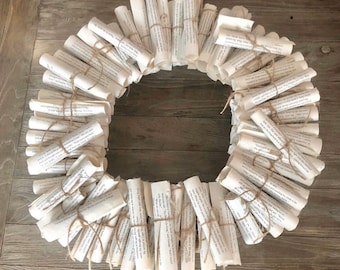 Vintage book page wreath