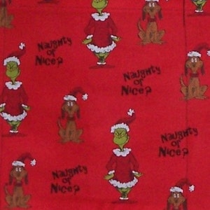 Handmade  Christmas Grinch Naughty or Nice Red REVERSIBLE waitress/server aprons 3 pockets on both sides 1440 R