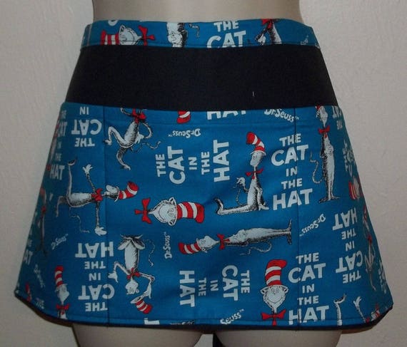 Handmade server waitress waist apron The Cat in The Hat with three pockets 6167
