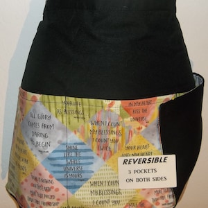 Inspirational Quotes Handmade Reversible server waitress half apron with three pockets both sides 6855 R