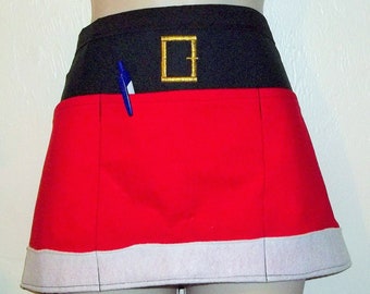 Christmas Red Santa Skirt waitress/server aprons 3 pockets 1000