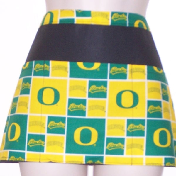 Handmade server waitress waist apron  on black Oregon Ducks with three pockets 5130