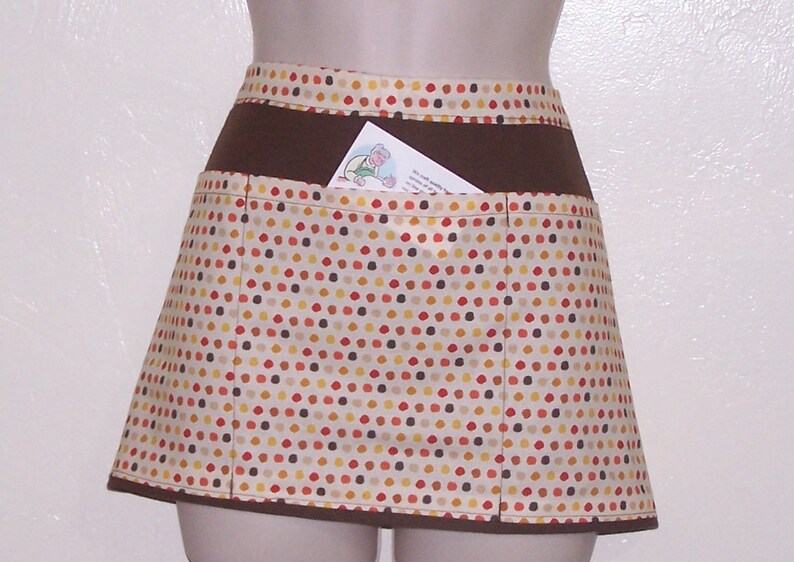 Sale Handmade server waitress waist apron Polka dots multi color with three pockets 6393