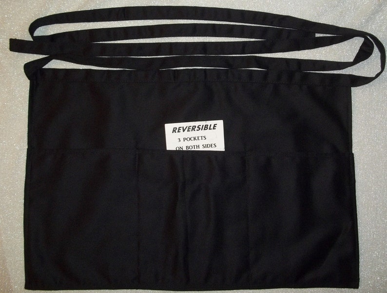 HAPPY FATHERS Day , Handmade Reversible server waitress waiter half apron with three pockets on both sides 6062 R image 5