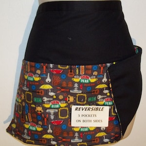 FRIENDS CENTRAL PARK, Reversible server waitress waist apron with three pockets both sides 6821 R