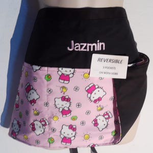 Hi Kitty on Pink Reversible server waitress waist apron with three pockets each side 6052 R