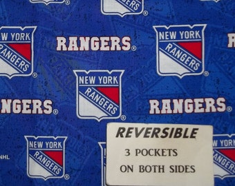 NHL Handmade Reversible server waitress waist apron NEW YORK Rangers with three pockets on both sides 2747 R