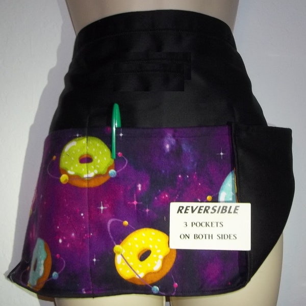 Reversible server waitress waist apron GALAXY DONUTS  with three pockets each side  6029 R